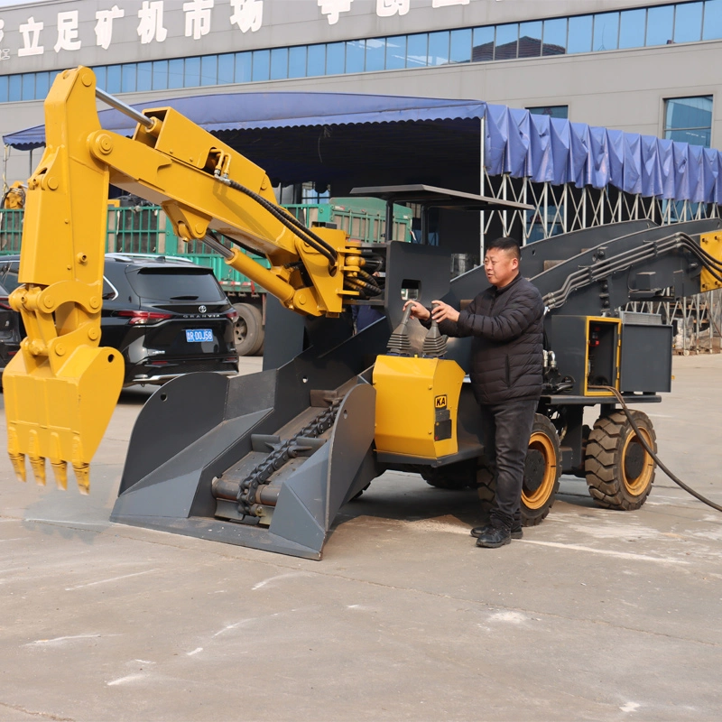 Coal mine wheeled slag raking machine
