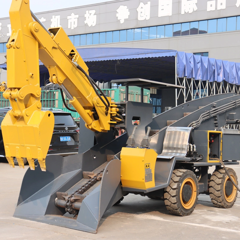 Coal mine wheeled slag raking machine