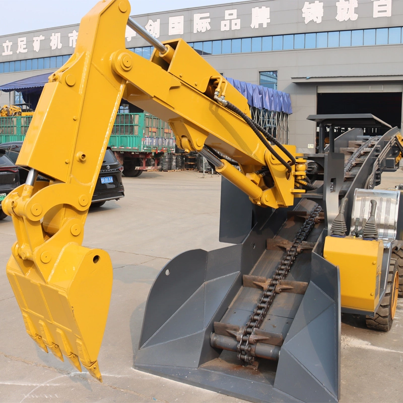 Coal mine wheeled slag raking machine